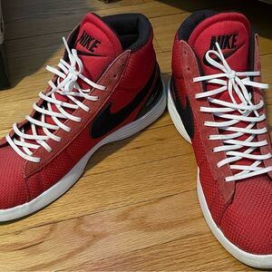 Nike Men's Red and Black High Top Blazers